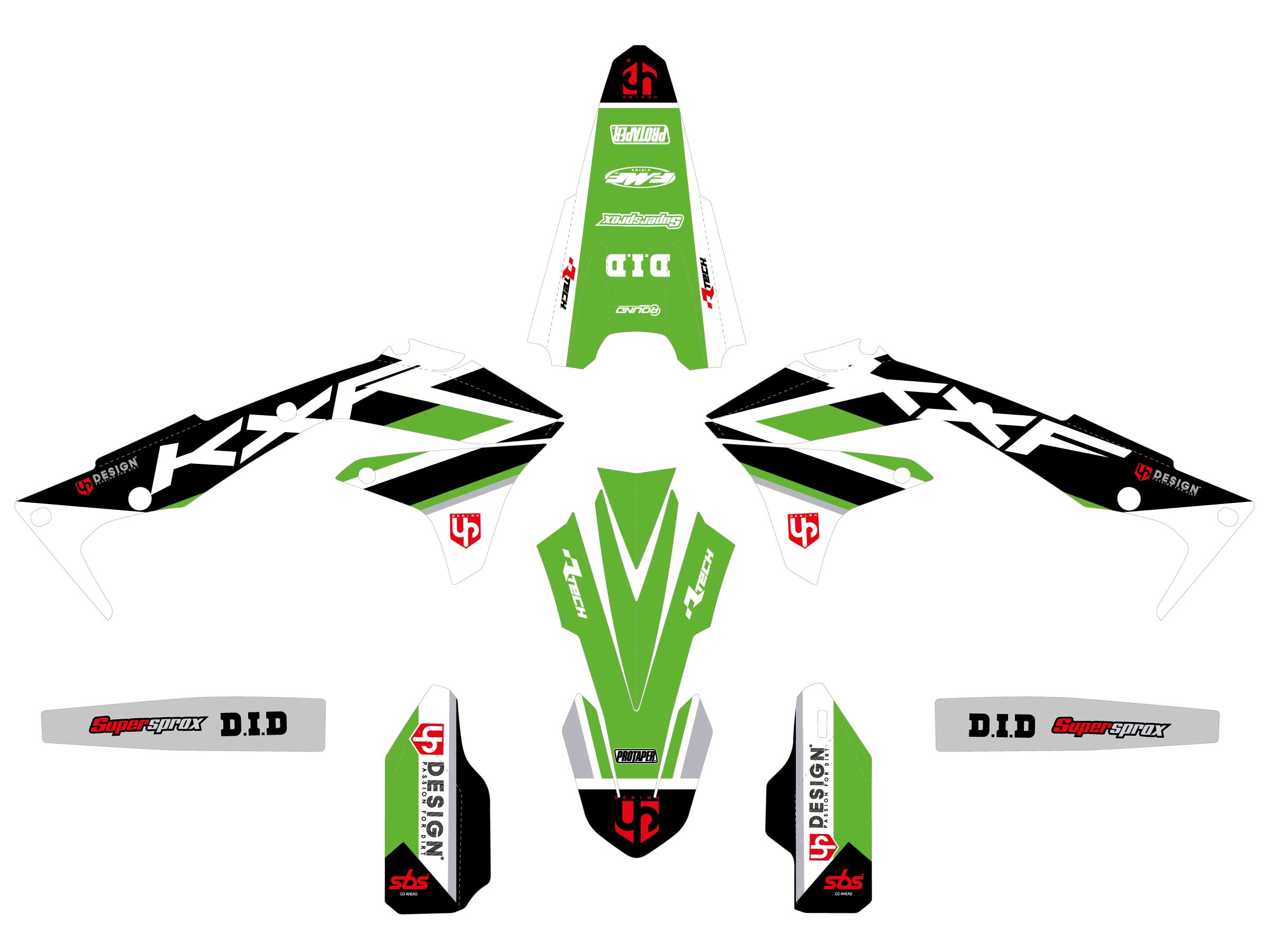 Kit Déco UP ROUND KAWASAKI KX 450 F (2016-2018) Vert